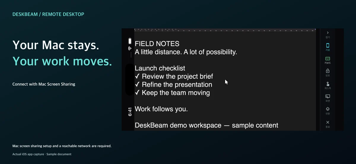 Actual Mac desktop connected through DeskBeam